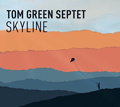 CD cover: Silhouette of a person flying a kite over mountains.