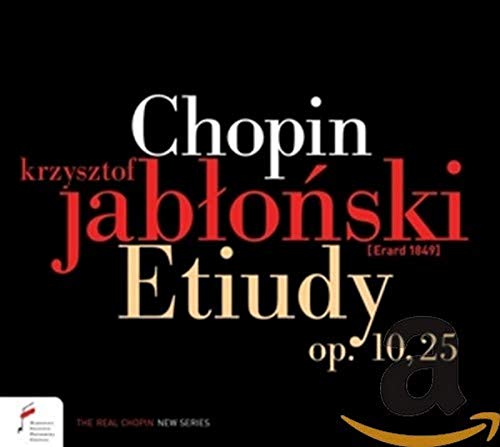 CD cover: Chopin Etudes performed by Krzysztof Jabłoński, black background.