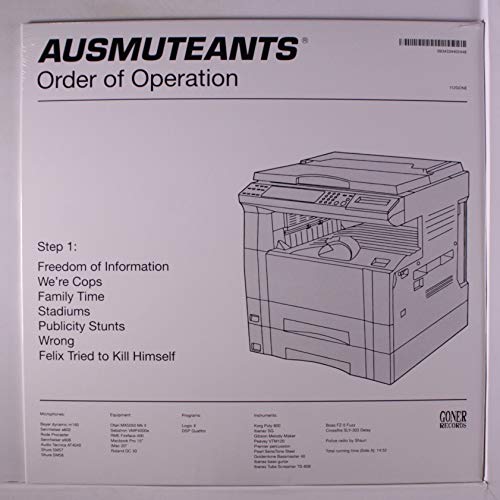 Vinyl record cover for Ausmuteants’ “Order of Operation” featuring a photocopier.