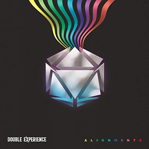 A vinyl record cover featuring a 3D crystal emitting rainbow streams on a black background.