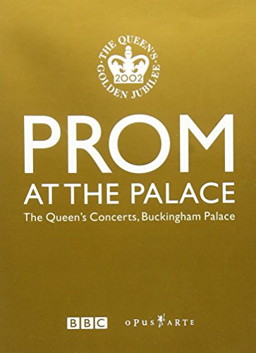 "Gold DVD cover featuring 'Prom at the Palace' text and royal crest logo."