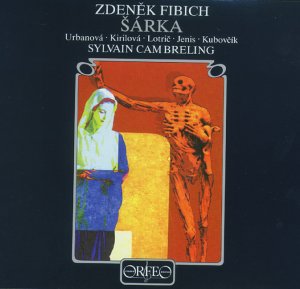 CD cover for Fibich’s Šárka, depicting a skeletal figure and woman.