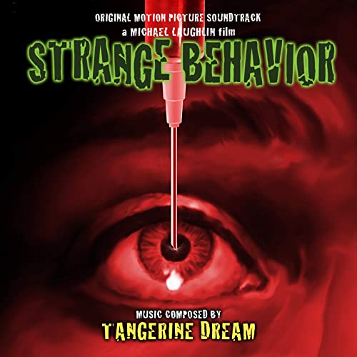 CD cover for "Strange Behavior" soundtrack, featuring an eye and syringe.