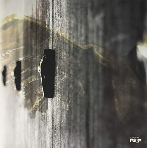Dark abstract vinyl record cover with gold streaks and text at bottom.