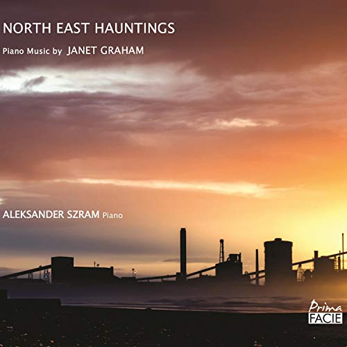 "CD cover with industrial landscape at sunset and white text."