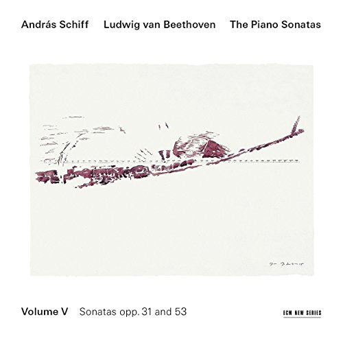 White album cover with abstract red sketch and black text on a white background.