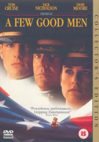 DVD cover for "A Few Good Men" featuring Tom Cruise, Jack Nicholson, and Demi Moore.