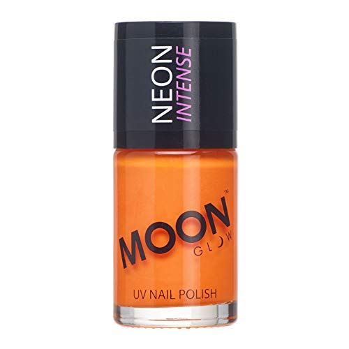 Neon UV Nail Polish by Moon Glow - Intense Orange - Bright Neon Nail Varnish - Glows under UV - 14ml