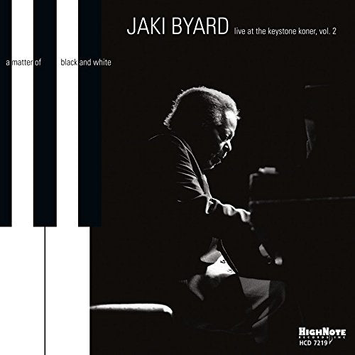 "Jaki Byard CD cover featuring a black-and-white image of a man playing piano."