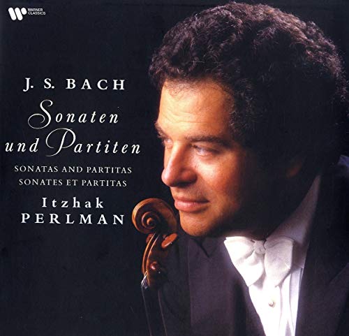 "Album cover featuring Itzhak Perlman holding a violin against a dark background."