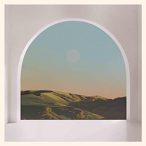 CD cover with an arched window view of hills under a sky.