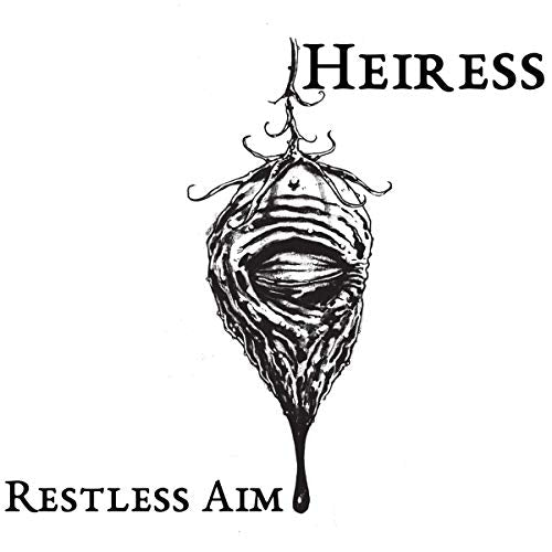 CD cover for Heiress’ “Restless Aim” featuring a dark, organic illustration.