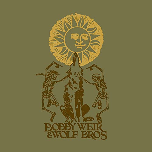 Bobby Weir & Wolf Bros album cover with sun, wolf, and skeletons.