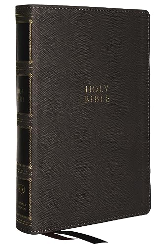 KJV, Compact Center-Column Reference Bible, Leathersoft, Gray, Red Letter, Thumb Indexed, Comfort Print