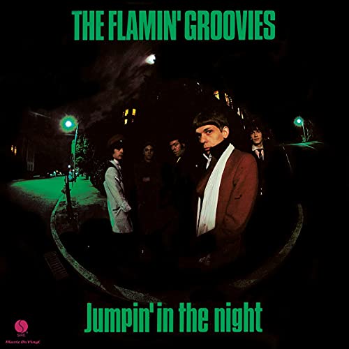 Album cover for The Flamin' Groovies’ “Jumpin’ in the Night” featuring four men.