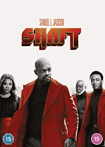 Shaft DVD cover featuring Samuel L. Jackson in a red coat with cast members.
