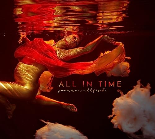 CD cover: person submerged in water with flowing red fabric.