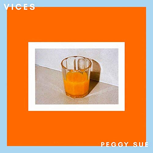 "Album cover with orange background, featuring a glass of orange liquid."