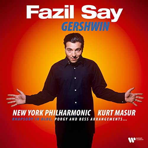 Fazil Say album cover featuring the pianist against a red-orange background.