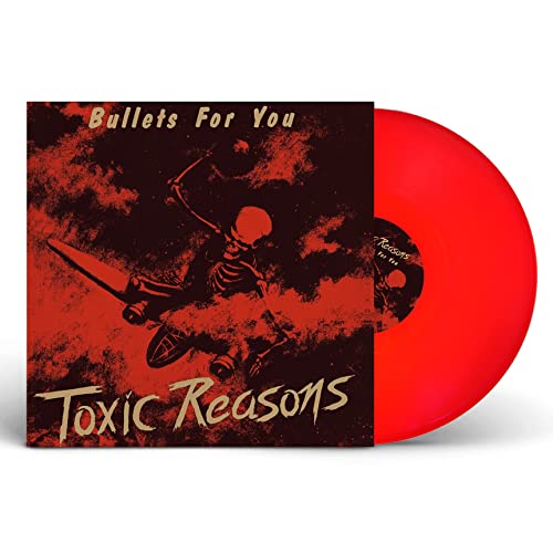 Red vinyl record with album cover depicting a skeletal figure.