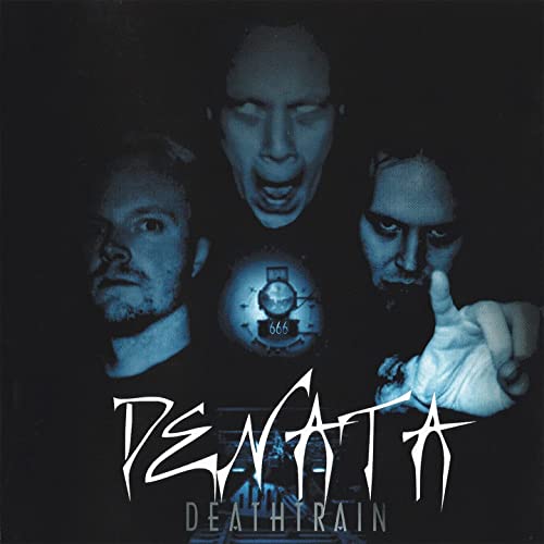 Dark album cover featuring three distorted faces and the band name "Denata.