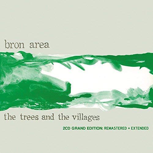 CD cover for "Bron Area - The Trees and the Villages" with green paint strokes.