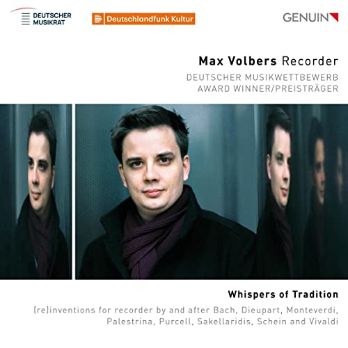 CD cover featuring three musicians with recorder, titled “Whispers of Tradition.”