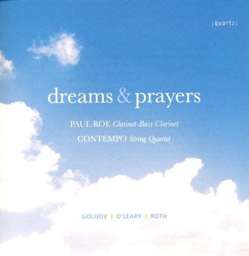 "CD cover with blue sky, white clouds, and white text 'dreams & prayers'."