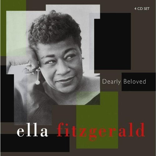 "CD cover featuring black-and-white photo of Ella Fitzgerald, with text 'Ella Fitzgerald Dearly Beloved'."