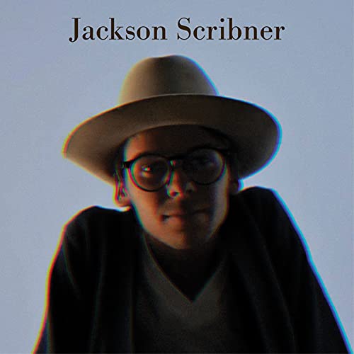 Portrait of Jackson Scribner wearing a hat and glasses, album cover.