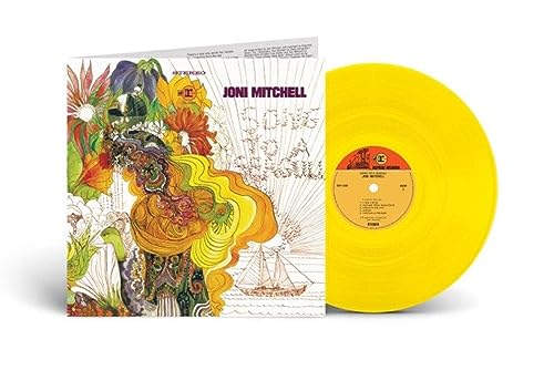 Joni Mitchell's "Song To A Seagull" vinyl record with floral cover art.