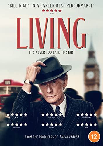 DVD cover for "Living" featuring Bill Nighy in a suit and hat.