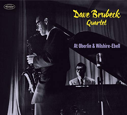 "Album cover with black and white photo of saxophonist and pianist on stage."