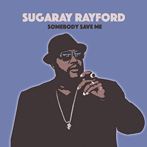 "Album cover featuring a man in a hat and sunglasses against a blue background."