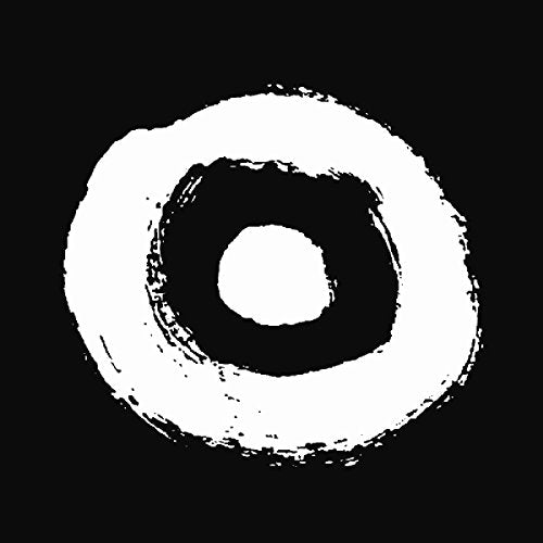 The alt text for the image is: "A white circle with a black center on a black background."