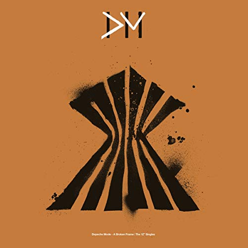 Orange album cover with black abstract shape and "DM" logo at the top.