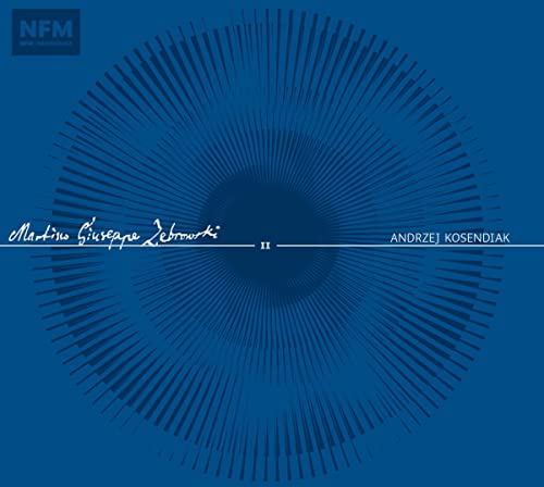 Blue CD cover with radiating lines and white text: Marcin Zebrowski II.