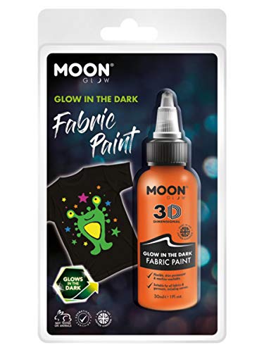 Smiffys Moon Glow - Glow in the Dark Fabric Paint, Orange