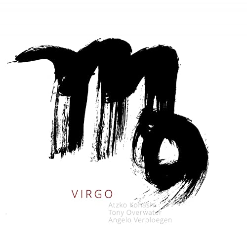 CD cover with black brushstroke calligraphy forming the zodiac sign Virgo.