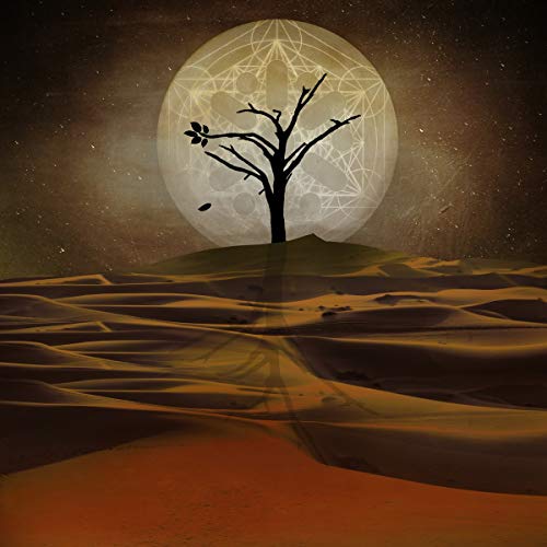 CD cover: barren landscape with a lone tree and large moon.