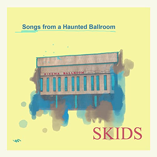 Skids album cover and vinyl record with band performance photo.