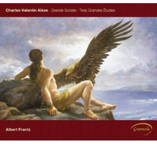 CD cover: painting of a man with a large bird wing, mountainous background.