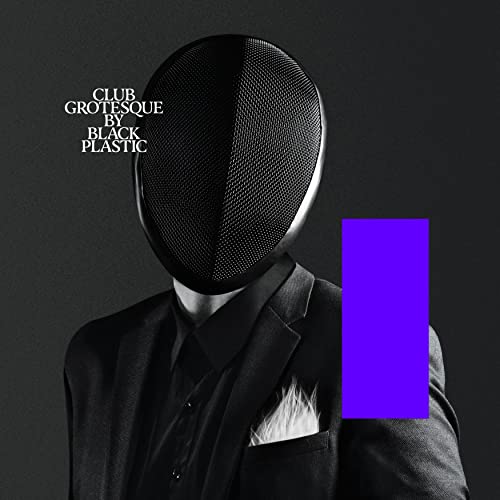 Album cover featuring a person in a mesh mask and dark suit.