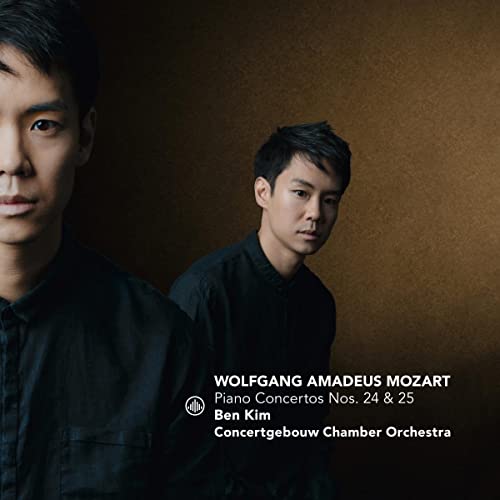 CD cover featuring pianist Ben Kim and text: Mozart Piano Concertos.
