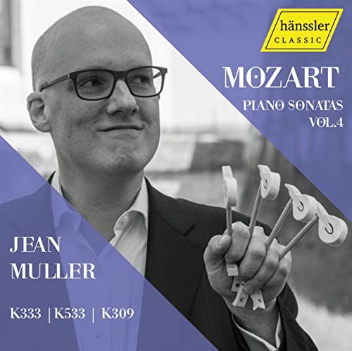CD cover featuring pianist Jean Muller and white, abstract hand sculptures.