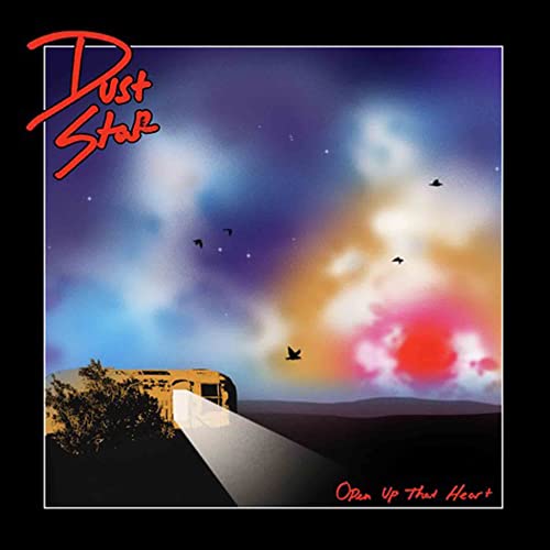 Album cover: colorful sky, birds, landscape, and "Dust Star" text.