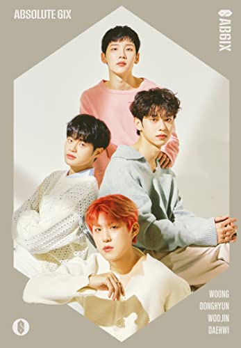 AB6IX album cover featuring four members in soft-toned clothing.