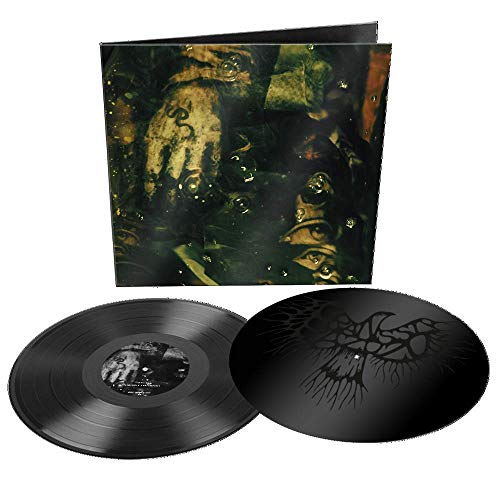 The alt text for the image is: "Dark album cover with hand and multiple eyes."