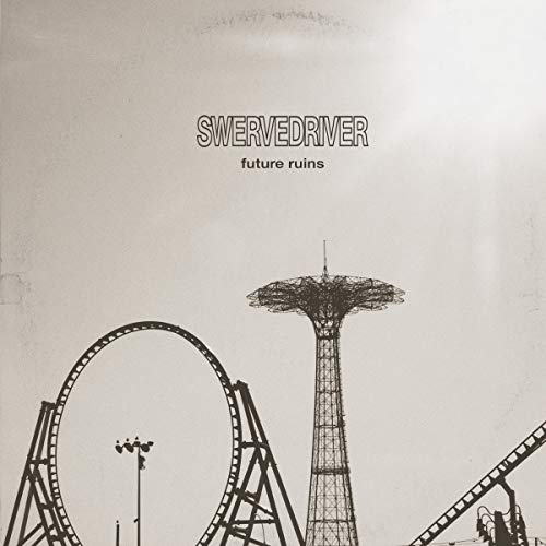 Swervedriver "Future Ruins" vinyl album cover with a rollercoaster illustration.