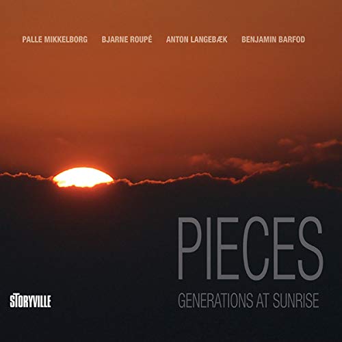 Album cover: sunrise over dark clouds with text “Pieces: Generations At Sunrise”.